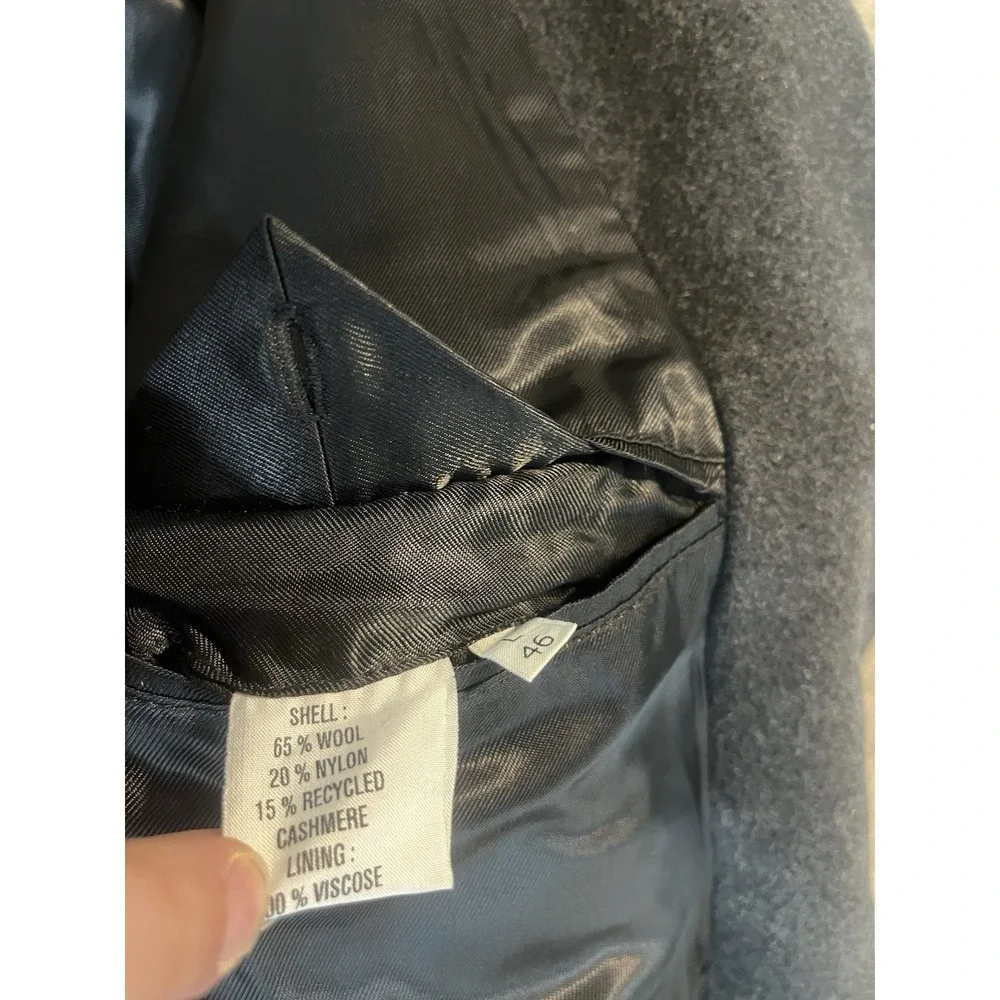 Silver Cloud‎ Cashmere Blend Men's Long Grey Lined Coat Size 46L 3-Button Trench